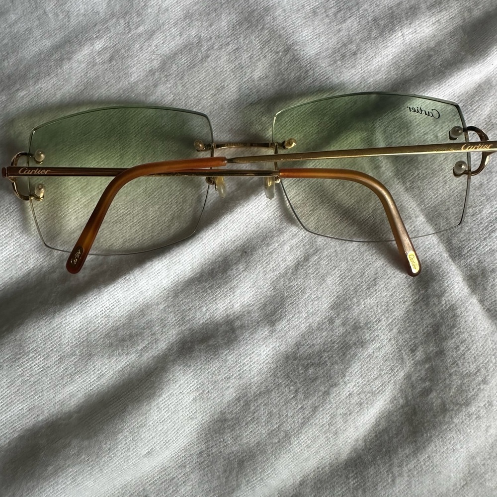 Cartier Gold Frame Sunglasses with Green Lenses - Picture 7 of 11